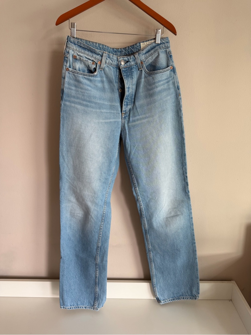 Rag & Bone Alex High-Rise Straight Jeans Tulip Light Wash Blue Size 29